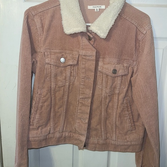PacSun Jackets & Blazers - PacSun Pink and White Jean Jacket Corduroy Style